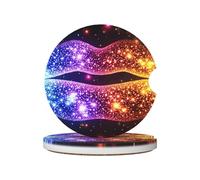 Portabicchieri per auto con stampa di labbra sexy glitterate, sottobicchieri in ceramica con base in sughero per bevande, per casa, cucina, ufficio, feste, decorazioni per la tavola, accessori per aut