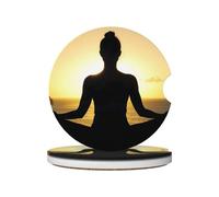 Portabicchieri per auto con stampa di meditazione yoga, sottobicchieri in ceramica con base in sughero per casa, cucina, ufficio, feste, decorazioni per la tavola, accessori per auto, confezione da 2