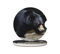 Portabicchieri per auto con stampa di orso nero che cammina, sottobicchieri in ceramica con base in sughero, per casa, cucina, ufficio, feste, decorazioni per la tavola, accessori per auto, confezione