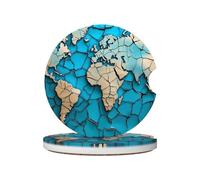Portabicchieri per auto con stampa mappa del mondo, sottobicchieri in ceramica con base in sughero per casa, cucina, ufficio, feste, decorazioni per la tavola, accessori per auto, confezione da 2