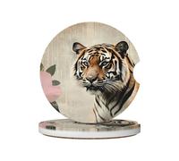 Portabicchieri per auto con stampa tigre, in ceramica, con base in sughero, per casa, cucina, ufficio, feste, decorazioni per la tavola, accessori per auto, confezione da 2