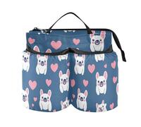 Portabicchieri per bagagli, a mano libera, con cuore e scritta in lingua inglese "Happy Valentine's Day", colore blu, accessori da viaggio per valigie