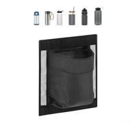 Portabicchieri per barca, confezione da 1, borsa portaoggetti in rete autoadesiva, organizer per drenaggio rapido, montaggio con colla, per kayak e canoa (nero, 19 x 16,5 cm)