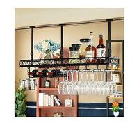 Portabicchieri per vino da bar e bar, supporto creativo per vetrinetta del vino, decorazione da appendere in stile europeo, portabottiglie per vino rosso, sottosopra, nero, 100 x 25 cm