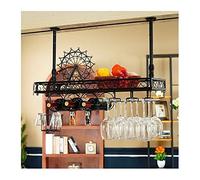 Portabicchieri per vino da bar e bar, supporto creativo per vetrinetta del vino, decorazione da appendere in stile europeo, portabottiglie per vino rosso, sottosopra, nero, 100 x 25 cm