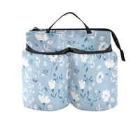 Portabicchieri pieghevole in stile antico pastello floreale blu bambino supporto da viaggio a mano libera due tazze da caffè per assistenti di volo uomini d'affari viaggiatori