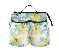 Portabicchieri portatile astratto acquerello fiore giallo limone azzurro borsa portabevande due portabicchieri per assistenti di volo uomini d'affari