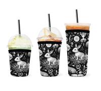 Portabicchieri riutilizzabili in neoprene per caffè freddo, con motivo a tavole Ouija gotiche, motivo a coniglio strega, per bevande calde e fredde, custodia per la conservazione del calore, per la m