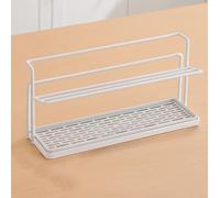 Portabicchieri, scolapiatti a 2 Ripiani, Organizer per Tazze e Boccali con Vassoio di scolo, Porta Tazze da caffè, scolafrutta per la Cucina (38,1 cm L x 11,2 cm P x 19,7 cm A, Bianco)