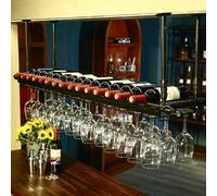 Portabicchieri sottosopra, stile vintage, in ferro, da appendere, scaffale per bicchieri da vino, per bar, ristoranti, cucine, colore bronzo, 60 cm, 30 cm (nero, 60 x 30 cm)