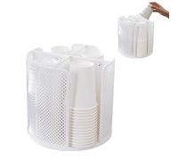 Portabicchieri Usa e Getta, Dispenser Girevole a 360° Circolare Portabicchieri con 4 Scomparti, Carta Organizzatore di Bicchieri da Appoggio in Plastica per bancone, caffetteria, buffet (bianco)
