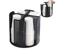 Portabicchieri Usa e Getta, Dispenser Girevole a 360° Circolare Portabicchieri con 4 Scomparti, Carta Organizzatore di Bicchieri da Appoggio in Plastica per bancone, caffetteria, buffet (nero)