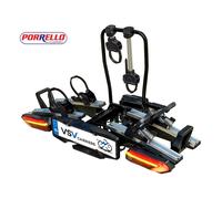 PORTABICI DA GANCIO TRAINO 2 BICI E-BIKE RICHIUDIBILE CON FARI POSTERIORI LED