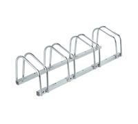 Relaxdays Portabici da Terra, Supporto per 4 Biciclette, per Ruote Fino 60 mm, Metallo, Parcheggio, Garage, Argentato