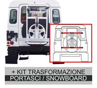 PORTABICI + PORTASCI/SNOWBOARD ALLUMINIO GRINGO SKI RUOTA DI SCORTA FUORISTRADA