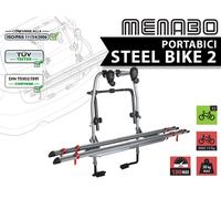 PORTABICI POSTERIORE MENABO STEEL BIKE 2 ACCIAIO SILVER PORTA 2 BICI