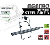 PORTABICI POSTERIORE MENABO STEEL BIKE 3 ACCIAIO SILVER PORTA 3 BICI