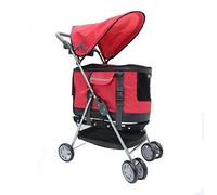 Portabiciclette per cani Rimorchi Passeggini Carrello per passeggini Carrello per animali multifunzionale pieghevole a quattro colpi (rosso)