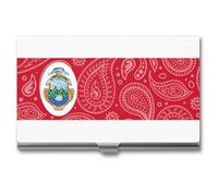 Portabiglietti da visita con bandiera Costa-Ri-ca, motivo cachemire, sottile, in metallo, per carte di credito e nome, organizer per uomini e donne, 9,4 x 5,6 x 0,8 cm, Stile:, Taglia unica