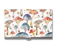 Portabiglietti da visita con funghi colorati, in metallo, sottile, per carte di credito, portafoglio, organizer per uomini e donne, 9,4 x 5,6 x 0,8 cm, Stile:, Taglia unica