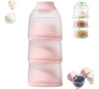 Portable 3-Layer Formula Dispenser Stackable Travel Container, Milk Powder Dispenser Pots, Snack Storage Cup Detachable PP Sections for Fruit and Food,Leak-Proof Container Storing Milk, Snacks，1pc-b