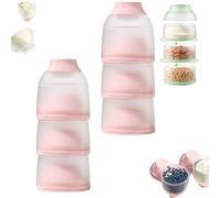 Portable 3-Layer Formula Dispenser Stackable Travel Container, Milk Powder Dispenser Pots, Snack Storage Cup Detachable PP Sections for Fruit and Food,Leak-Proof Container Storing Milk, Snacks，2pc-c