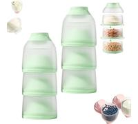 Portable 3-Layer Formula Dispenser Stackable Travel Container, Milk Powder Dispenser Pots, Snack Storage Cup Detachable PP Sections for Fruit and Food,Leak-Proof Container Storing Milk, Snacks，2pc-a