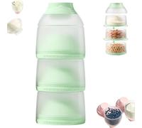 Portable 3-Layer Formula Dispenser Stackable Travel Container, Milk Powder Dispenser Pots, Snack Storage Cup Detachable PP Sections for Fruit and Food,Leak-Proof Container Storing Milk, Snacks，1pc-a