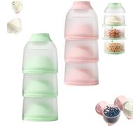 Portable 3-Layer Formula Dispenser Stackable Travel Container, Milk Powder Dispenser Pots, Snack Storage Cup Detachable PP Sections for Fruit and Food,Leak-Proof Container Storing Milk, Snacks，2pc-b