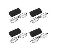Portable 4 Pairs of Compact Folding Reading Glasses with Flip Top Carrying Case +2.0 Black
