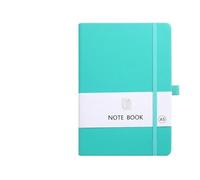 Portable A6 A5 Leather Notebook Elastic Band Student Loose Leaf Memory Book Synthetic Real Skin Touch Feeling Per scrivere e prendere appunti(A5 Cyan)
