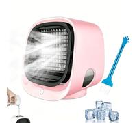 Portable Air Conditioner, 3 Speed Settings, Fast Cooling, Quiet Operation, Energy Efficient Mini Ac with 300ml Tank and LED Light (Pink)