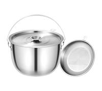 Portable Backpacking Cookware, Camping Cook Pot, Strong Stainless Steel Bowl Secure Locking Lid Handle for Hiking Travel Picnic BBQ Hunting Outdoor Home Apartment Use