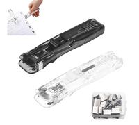Portable Binder Clip Stapler - Includes 50 Reusable Clips, Push Clip Stapler, One-Slide Binding: Secure 40 Sheets in 3 Seconds, for Desktop Document Home School Desks Office (Black+White)