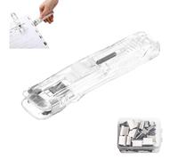 Portable Binder Clip Stapler - Includes 50 Reusable Clips, Push Clip Stapler, One-Slide Binding: Secure 40 Sheets in 3 Seconds, for Desktop Document Home School Desks Office (White)