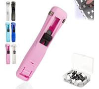 Portable Binder Clip Stapler-Includes 50 Reusable Clips, Reusable Desktop Stapler with Refill Paper Clips, Push Staplers Dispenser Papers Clamps for Home School Office Document Supplies (Pink)