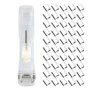 Portable Binder Clip Stapler Tool, Push Style Paper Fastener Dispenser for Documents Notes Files, Reusable Clamp Organizer for School Office Desk Supplies, Compact Holder for Classroom Travel