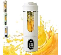 Portable Blender with 12 Stainless Steel Blades, 530ml Rechargeable Mini Blender with Travel Lid for Shakes and Smoothies, Electric Orange Juicer with Smart LED for Gym,Office, Travel (White)