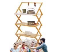 Portable Camp Rack: scaffale pieghevole di utilità, organizzatore da campeggio multi-livello | Scaffale pieghevole per ingranaggi da viaggio, tavolo esterno compatto, griglia magazzino