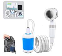 Portable Camping Shower Pump - Rechargeable Outdoor Shower Head Sprayer,Outdoor Showers Kit for Campings,Multiple Spray Modes for Camping, Travel, Car Washing, Pet Cleaning (white)