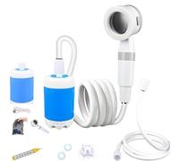 Portable Camping Shower with Adjustable Flow, Camping Shower Pump Rechargeable with Built-in Brush & Spray Modes, Lightweight & Compact for Hiking, Car Washing & Pet Cleaning (1Pcs)