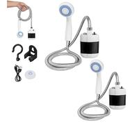 Portable Camping Shower with Adjustable Flow, USB Rechargeable Outdoor Shower Pump with Adjustable Water Flow, for Camping, Hiking, Pet Cleaning, Car Washing, Plant Watering (2PCS)