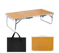 Portable Camping Table - Lightweight Folding Design | Stable Outdoor Camp Table With Storage Bag | For RV Trip Beach Car Backyard Patio BBQ Picnic Hiking Travel, Aluminum Frame Wood Color Tables