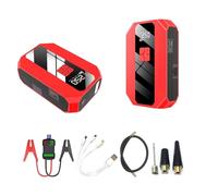 Portable car emergency starter 1000A, with tool box, smart clip, air nozzle, air pipe, data cable, suitable for 6.5L gasoline engine and 5.0L diesel engine