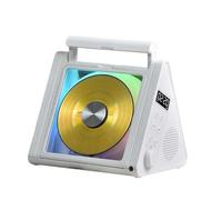 Portable CD Players for Home, Rechargeable CD Player, 2 * 5W HIFI Speakers, Suppor Bluetooth 5.3/USB/AUX, Desktop CD Player with Colorful Lights, RGB Coloured Lights, for Home/office(White)