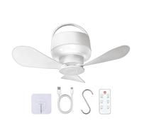 Portable Ceiling Fan for Tent Rechargeable Lamp with Remote Control