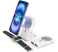 Portable Charger for iPhone & Apple Watch,10000mAh Travel Battery Pack for Magsafe PD20W Fast Charging Powerbank,with USB C in & out and LED Display Power Bank for iPhone16/15/14/13/12(White)