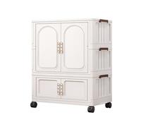 Portable Closet Wardrobe with Doors - Heavy-Duty Rolling Clothes Rack Easy Assembly for Bedrooms & Apartments 77x48x122cm White - Space-Saving Storage Solution