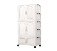 Portable Closet Wardrobe with Doors - Heavy-Duty Rolling Clothes Rack Easy Assembly Ideal for Bedrooms & Apartments - Stylish White 77x48x203cm Storage Solution