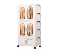 Portable Closet Wardrobe with Doors - Heavy-Duty Rolling Clothes Rack for Easy Assembly Bedrooms & Apartments (C 77 * 48 * 203cm)